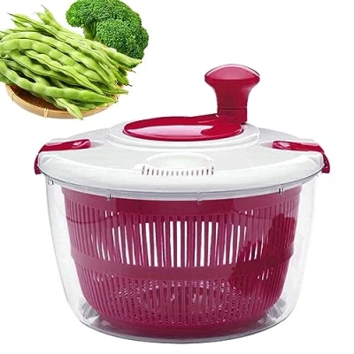 Imagen de Rianpesn Centrifugadora para Ensaladas con Drenaje, Secadora Centrifugadoras Cesta Lavar Verduras, Lechuga 5L Frutas Y Verduras
