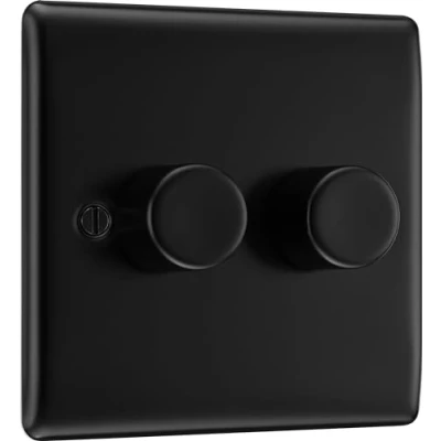 Imagen de BG Electrical Interruptor de luz inteligente con doble atenuador, negro mate, 2 vías