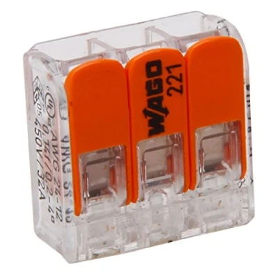 Imagen de KOPP 33346405 WAGO Borne (3 enchufes, con Palanca, Reutilizable, 1,5 2,5 mm Unidades), Color Transparente, Gris y Naranja, 10 Stück