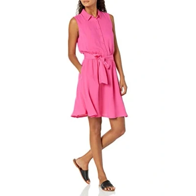 Imagen de Amazon Essentials Vestido Camisero Tejido sin Mangas de Ajuste Relajado Mujer, Rosa Intenso, XXL