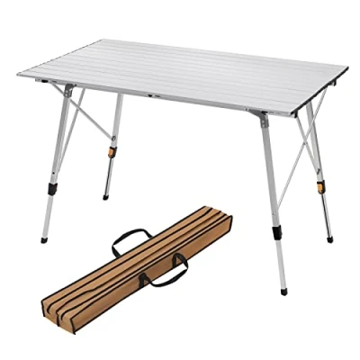 Imagen de WOLTU CPT8132sb Mesa de Camping Plegable Aluminio, Viaje Ajustable en Altura 120 x 68,5 cm