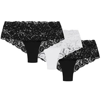 Imagen de WOL Bar 3 Pack Braguitas Shorts con Enacaje WB413, Negro Blanco,L
