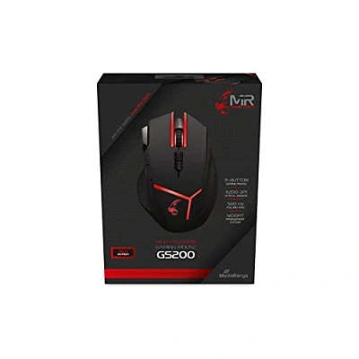 Imagen de MediaRange 813135 mrgs200 ratón para Juegos con 9 Botones USB 2.0, Color Negro/Rojo