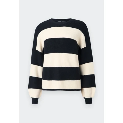 Imagen de Only Onlatia Jersey de Rayas L/S Suéter Mujer, Black/Stripes:whitecap Gray Melange, S