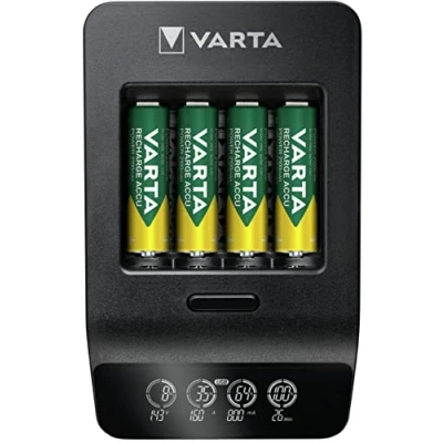 Imagen de VARTA cargador de Pilas, incl. 4x AA 2100mAh, para pilas AA/AAA recargables, LCD Smart Charger+, carga por ranura única, 2 modos: carga, refresca