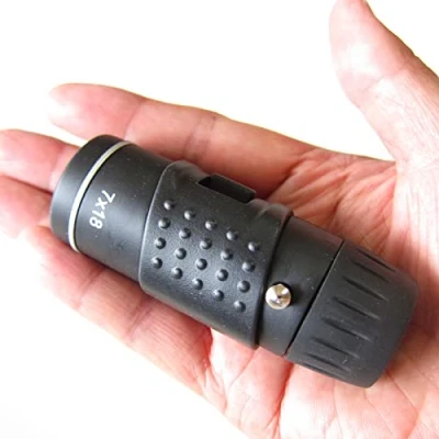 Imagen de Monocular Catalejo de Bolsillo 7x18 con Enfoque Ajustable Telescopio Pequeño Mano Pequeño, Resistente al Agua, Portátiles para Camping, Observación Aves, Viajes