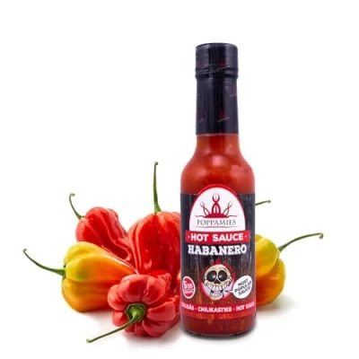 Imagen de Poppamies Habanero Salsa Picante Sin Gluten, Lactosa, Vegana Picante: 5/10 150ml