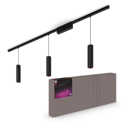 Imagen de Philips Hue Perifo Iluminación en carril Luz Blanca y de Colores Set 3 lámparas colgantes (negro) 171.5cm Anclajes incluidos