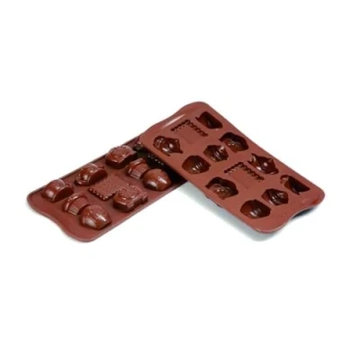 Imagen de silikomart SCG17 Molde Silicona para Bombones Teatime, Antiadherente, 12 Bombones, Tema Salón de Té, Pack 1 Easy Choc, 43,6 x 29 mm, h 15 Made in Italy