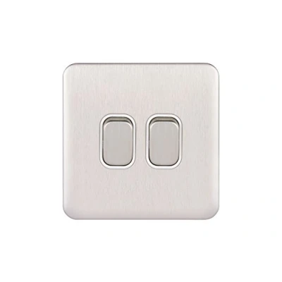 Imagen de Schneider Electric GGBL1022WSSS Lisse Interruptor sin Tornillos (10 AX, 2 W, 240 V, Acero Inoxidable)