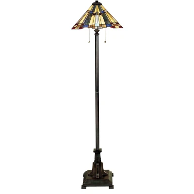 Imagen de QUOIZEL Lámpara de pie Inglenook, estilo Tiffany, bronce, altura 158 cm