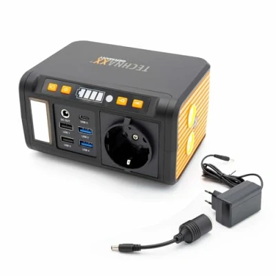 Imagen de mini estación de energía TX 205 Technaxx Power bank 74 Wh 230 V con enchufe incorporado Batería externa para portátil, teléfono móvil, nevera, etc., compatible cargadores solares