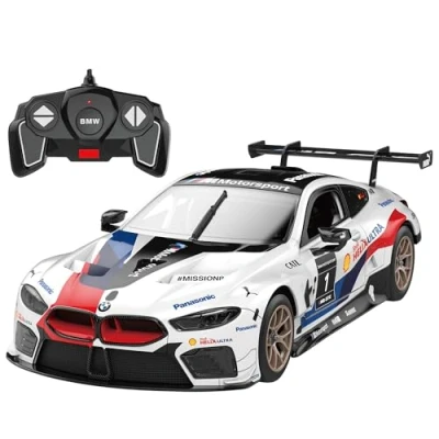 Imagen de TURBO CHALLENGE BMW M8 GTE RC Prestige 095621 Ferngesteuertes Auto Weiß 1/18 Kunststoff Kinderspielzeug Geschenke Geburtstag Offizielle Lizenz AB 8 Jahren