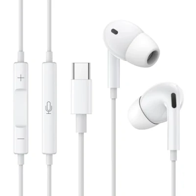 Imagen de USB C Auriculares con Cable In Ear HiFi Stéreo Type Cascos Micrófono y Control de Volumen Cancelación Ruido, Compatible iPhone 16/15/Samsung Galaxy S23/S22/15 Plus/Google Pixel