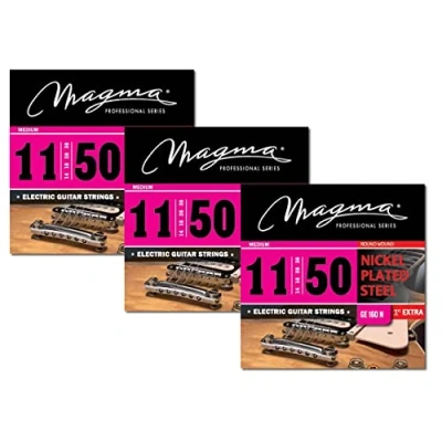 Imagen de Magma 3 Juego de Cuerdas para Guitarra Eléctrica Acero Niquelado Tensión Medio (11, 14, 18, 28, 38, 50) Medium Sets (GE160N)