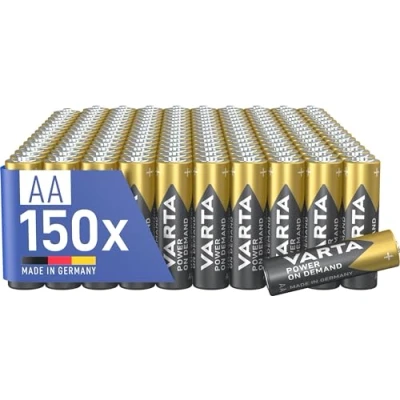 Imagen de VARTA Pilas AA, paquete de 150, Power on Demand, alcalinas, 1,5V, inteligentes, flexibles, para accesorios ordenador, dispositivos Smart Home, linternas, Made in Germany