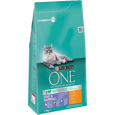 Imagen de PURINA ONE Bifensis Pienso para Gato, Pelaje y Bolas de Pelo con Pollo Cereales, bolsa 1,5kg