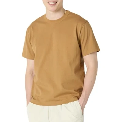 Imagen de Amazon Essentials Camiseta de Corte Holgado Algodón Grueso Hombre, Bronceado Oscuro, S