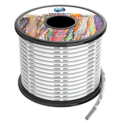Imagen de 2.0mm² Cable Alambres eléctrico de silicona 14awg blanco 10 metros cobre estañado trenzado sin oxígeno Resistencia a altas temperaturas