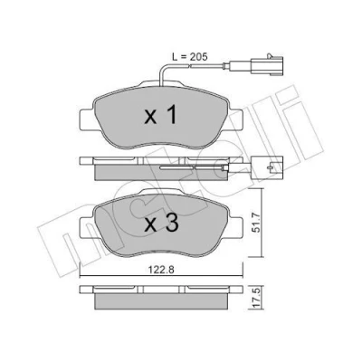 Imagen de metelligroup 22 0638 1 Pastillas de Freno, Made in Italy, Repuestos para Automóviles, Certificación ECE R90, sin Cobre