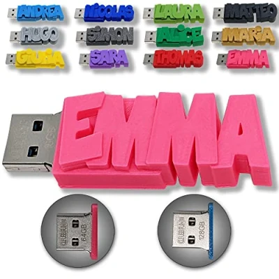 Imagen de Memoria USB personalizada con su texto (64 GB y 128 GB) Un regalo personalizable, original único 3.0
