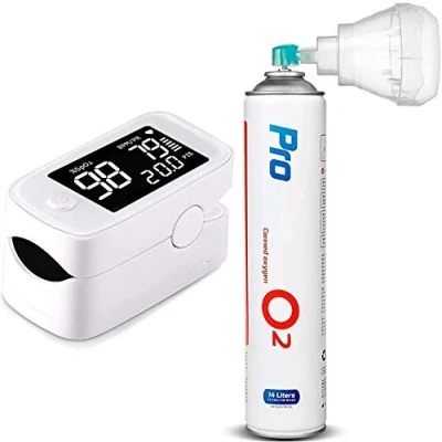 Imagen de Set Promedix PR 870 Oxímetro de Pulso Pantalla 1.5 &quot;HD LED Saturación Oxígeno + Recipiente Inhalación 994 14L