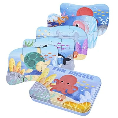 Imagen de BBLIKE Puzzle Infantil de Oceano para niños, puzle 5 imágenes, Adecuado niños y niñas a Partir 3, 4 años (Oceano)
