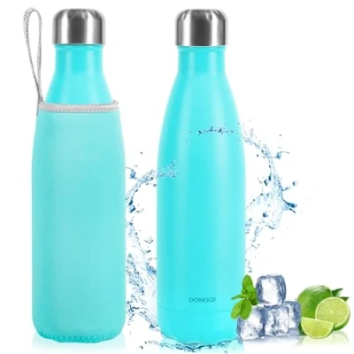 Imagen de Botella agua Acero Inoxidable, Termica 500ml sin BPA, Cantimplora Termo con Doble Aislamiento para 12 Horas de Bebida Caliente y 24 Fría (Azul)