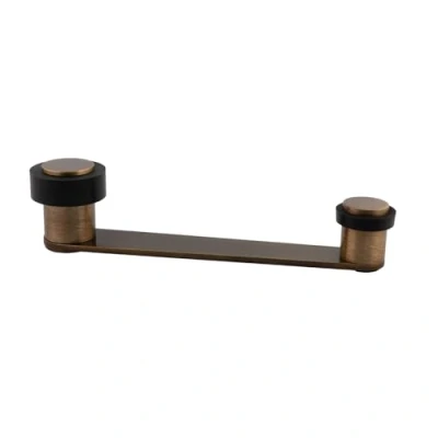 Imagen de Tope de Puerta con Retenedor Giratorio Para Hasta 100 mm Grosor Laton Incluye Tornillo + Taco Ref I 253 EVI Herrajes (Laton Cuero Envejecido Goma Negra)