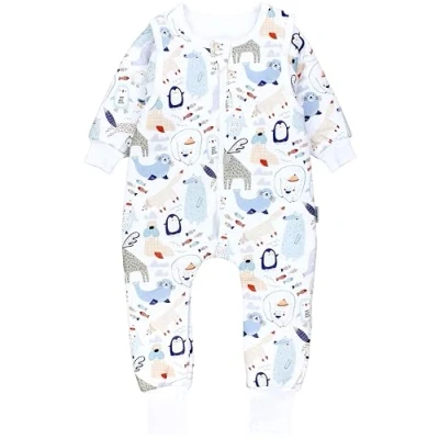 Imagen de TupTam Saco de Dormir con Mangas y Piernas Bebés 2.5 Tog, Animales invierno azul beige alce pingüino foca, 116 122