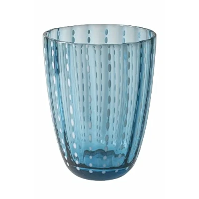 Imagen de Villa d&#039;Este Home Tivoli 2195172 Juego de 6 vasos agua 300 ml vidrio con lunares y superficie ondulada, Kalahari