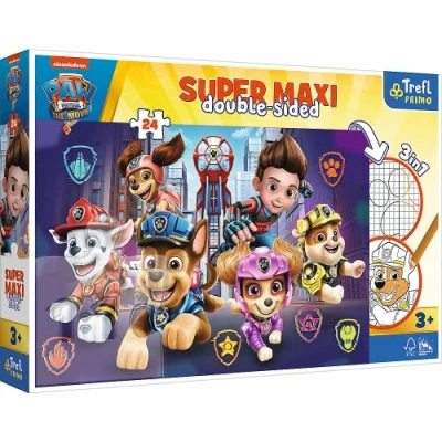 Imagen de Trefl Primo Paw Patrol Nuevos retos 3en1: Puzzle 24 elementos grandes, Libro para colorear, colorear con personajes de cuentos hadas, Diversión niños mayores 3 años