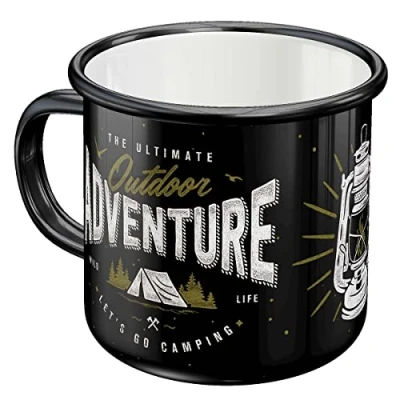 Imagen de Nostalgic Art Taza esmaltada retro, Outdoor Adventure Idea de regalo para amantes al camping, Copa diseño vintage con frase, 360 ml