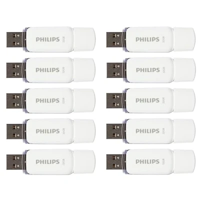 Imagen de Philips Snow Edition 2.0 Unidad Flash USB de 10 x 32 GB para PC, Ordenador portátil, Almacenamiento Datos, Velocidad Lectura hasta 23 MB/s