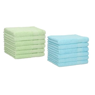 Imagen de Betz Paquete de 12 Piezas Toalla tocador Palermo tamaño 30x50cm 100% algodón Color Verde y Turquesa