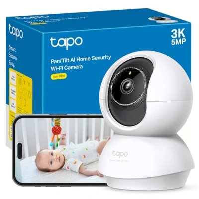 Imagen de Tapo C230 IA Cámara Vigilancia 360, 3K 5MP, Alarma Sonora/Luz, Visión Nocturna, Audio Bidireccional, AI Detección Movimiento, Control Google/Alexa, Tarjeta SD hasta 512G, Fácil configuración
