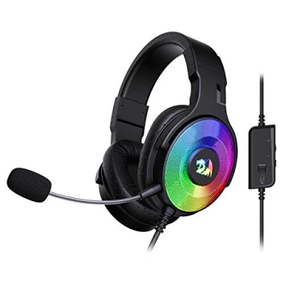 Imagen de Redragon H350 Auriculares para Juegos con Cable de Color Blanco, retroiluminación RGB dinámica, Sonido Envolvente estéreo, micrófono Desmontable, PC / PS4/XBOX One/NS