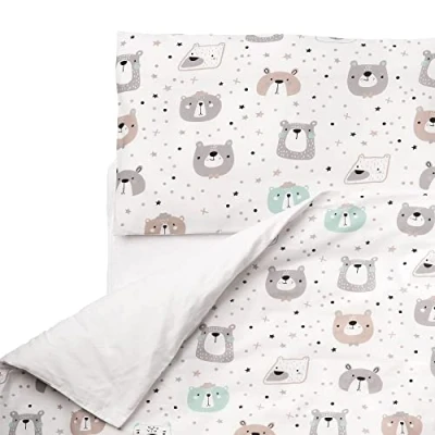 Imagen de FlyIdeas Juego de Ropa Cama para Bebés 2 Piezas, Funda Nordica 120x150 cm y Almohada 40x60 100% Algodon Certificado, Hecho in EU