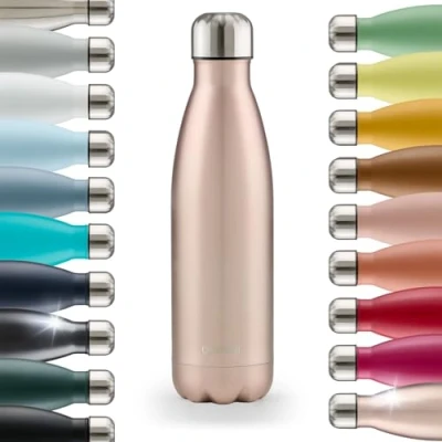 Imagen de Blumtal® botella termica Charles 500ml sin BPA agua acero inoxidable botellas de aislada termo Metal rosa
