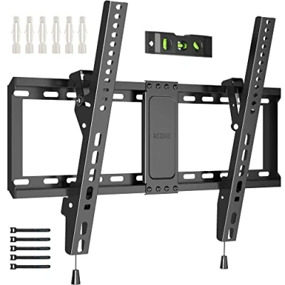 Imagen de BONTEC Soporte TV Pared Inclinable para Pantallas de 37 82 Pulgadas Plana &amp; Curva LED LCD, Capacidad hasta 60 kg, Máx VESA 600x400 mm, con Nivel Burbuja y Brida Cables