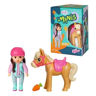 Imagen de BABY born Minis Hipódromo con Kim 906149, Muñeca de 7 cm accesorios exclusivos y cuerpo móvil para un juego realista, Adecuado niños a partir 3 años