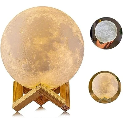Imagen de AGM Lámpara Luna, Tecnología Impresa 3D USB Recargable Interior Especialidad Decoración Luna Luces Control Táctil para Regalo/Acción de Gracias/Navidad/Aniversario [Diámetro 5.9&quot;/2 Colores], 3.7 W
