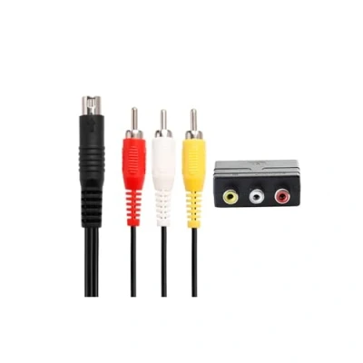 Imagen de WICAREYO Cable de audio y vídeo AV 1,8 m con adaptador 3 RCA a SCART compatible Genesis Mega Drive 2