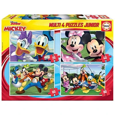 Imagen de Educa Set de 4 Puzzles Infantiles progresivos 20 A 80 Piezas. Mickey &amp; Friends Multi Junior. Compuesto por Grandes Piezas Perfectamente acabadas. Partir 5 6 7 8 años (18627)