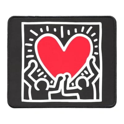 Imagen de Grupo Erik Alfombrilla ratón Negra Keith Haring Escritorio Mujer Impermeable y Antideslizante Mousepad Accesorios Gamer decoración, Tapete 23,5x9,25 cm