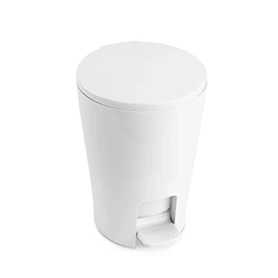 Imagen de Tatay Papelera Baño con Pedal Diabolo, 5L de Capacidad, Polipropileno, Interior Extraíble, Libre BPA, Color Blanco, Medidas 19 x 21 28.2 cm