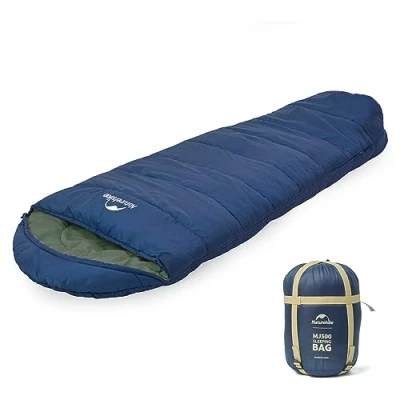 Imagen de Naturehike Saco de dormir tipo momia ultraligero para adultos, cálido 3 4 estaciones, impermeable, interior, camping, senderismo, montañismo, viajes, mochilero, festivales, aire libre (azul)