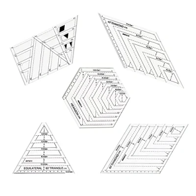 Imagen de 5 Piezas Quilting Ruler, Regla de Acolchado, Bricolaje, Escala Precisa y Caracteres Claros para Coser DIY, Herramientas Costura Domésticas