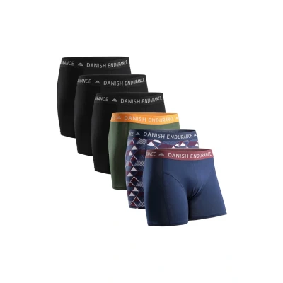 Imagen de Danish Endurance 6 PACK Classic Boxer, Hombre, Talla: 3XL, Multicolor black green orange navy blue retro
