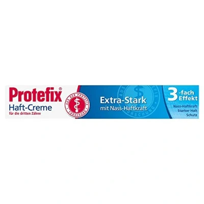 Imagen de Protefix crema adhesiva extra fuerte para dentaduras postizas, con fuerza de adherencia húmeda, 47 g